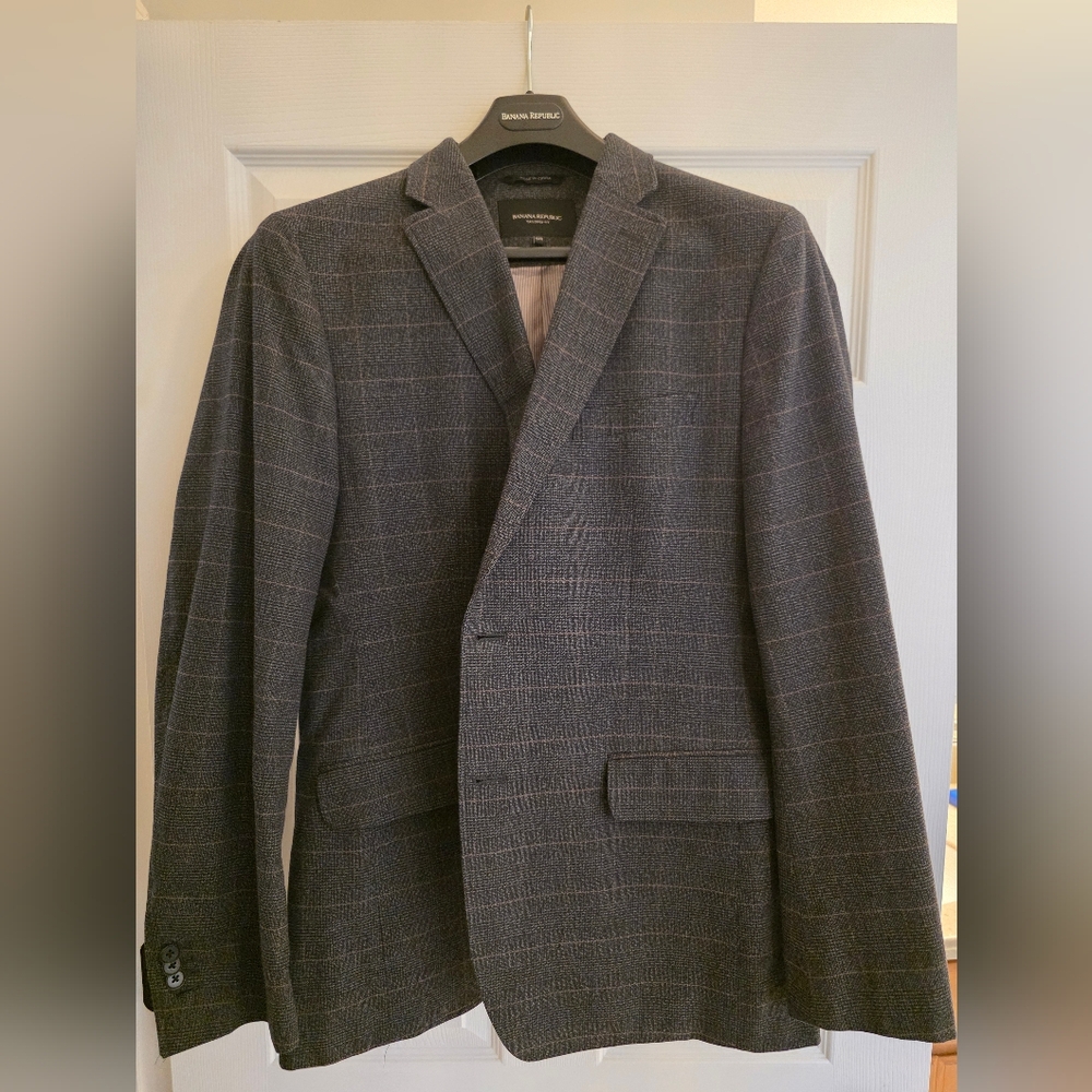 Banana Republic Charcoal Checkered Blazer